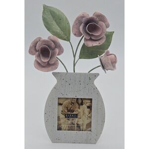 Burnes of Boston Metal Roses Picture Frame 8x3.5‎ Pink Floral Tabletop Decor
